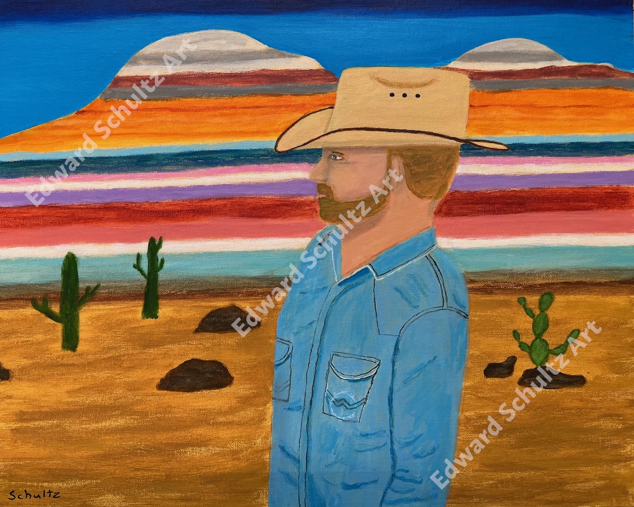 Detailed view of the Painted Desert painting