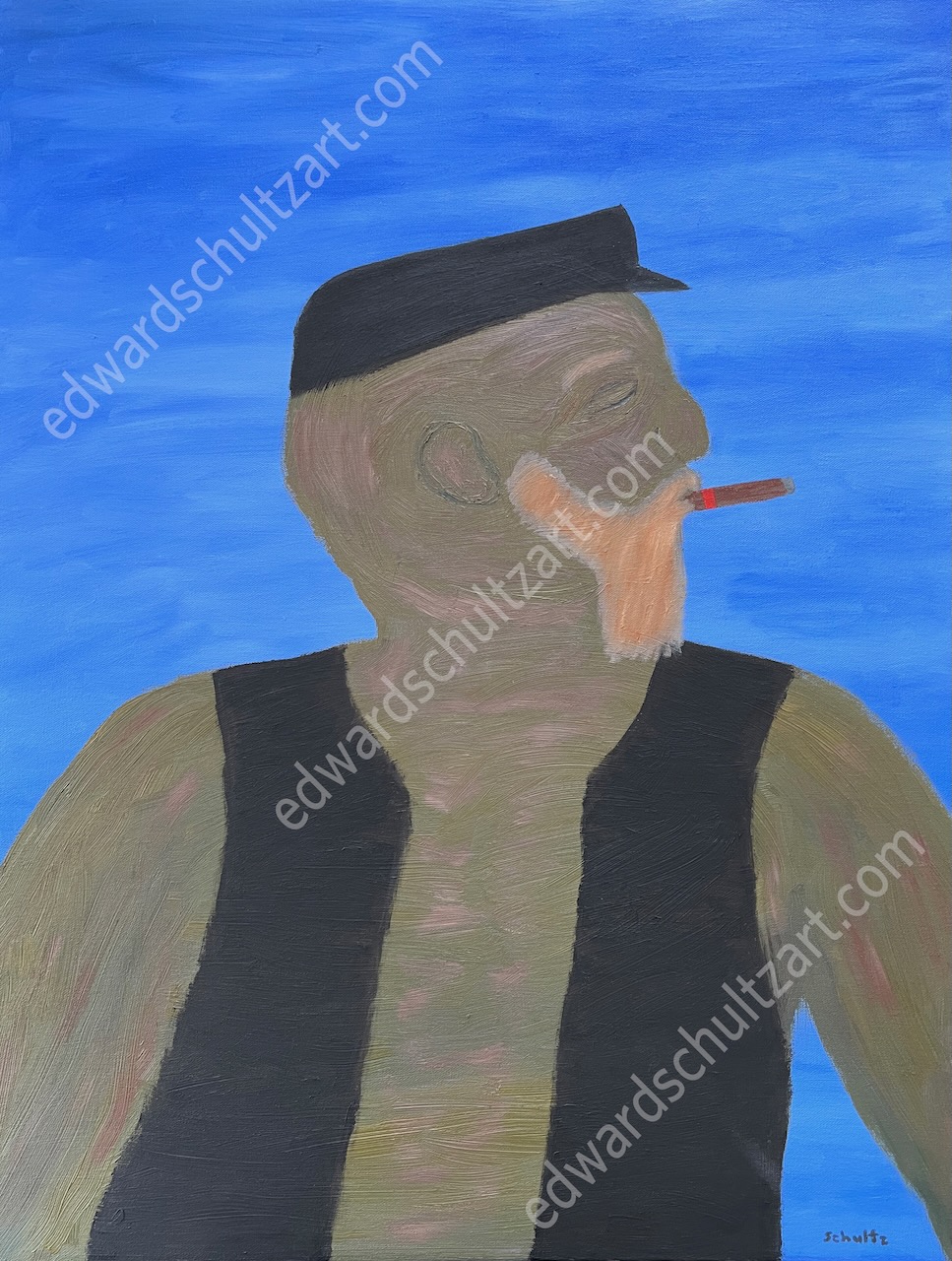 Detailed view of the Cigar Dad painting