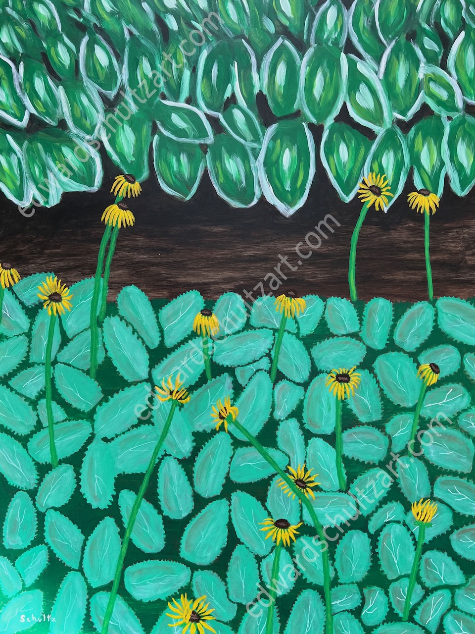 Detailed view of the Black Eye Susan painting