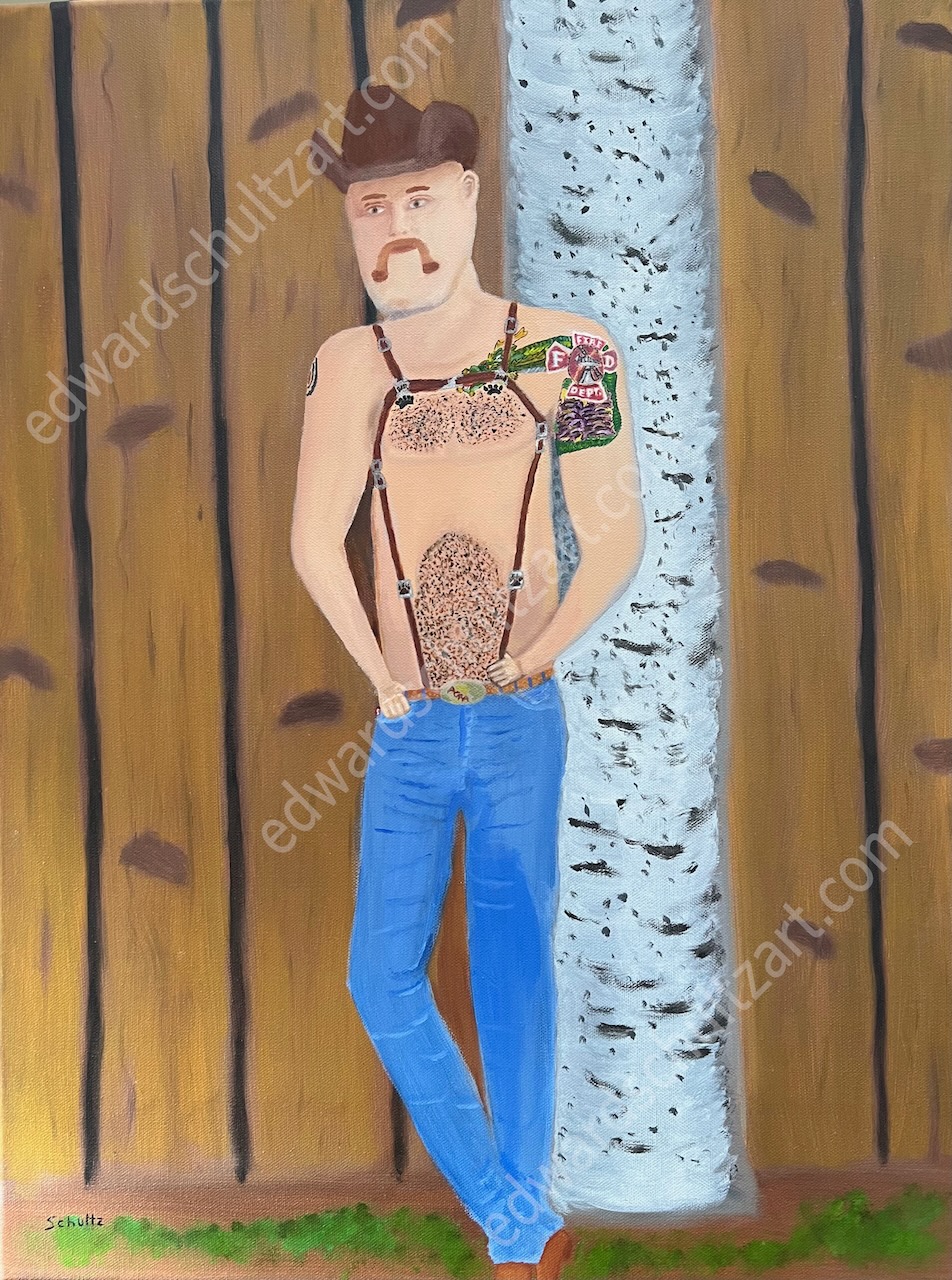 Detailed view of the Gay Cowboy painting